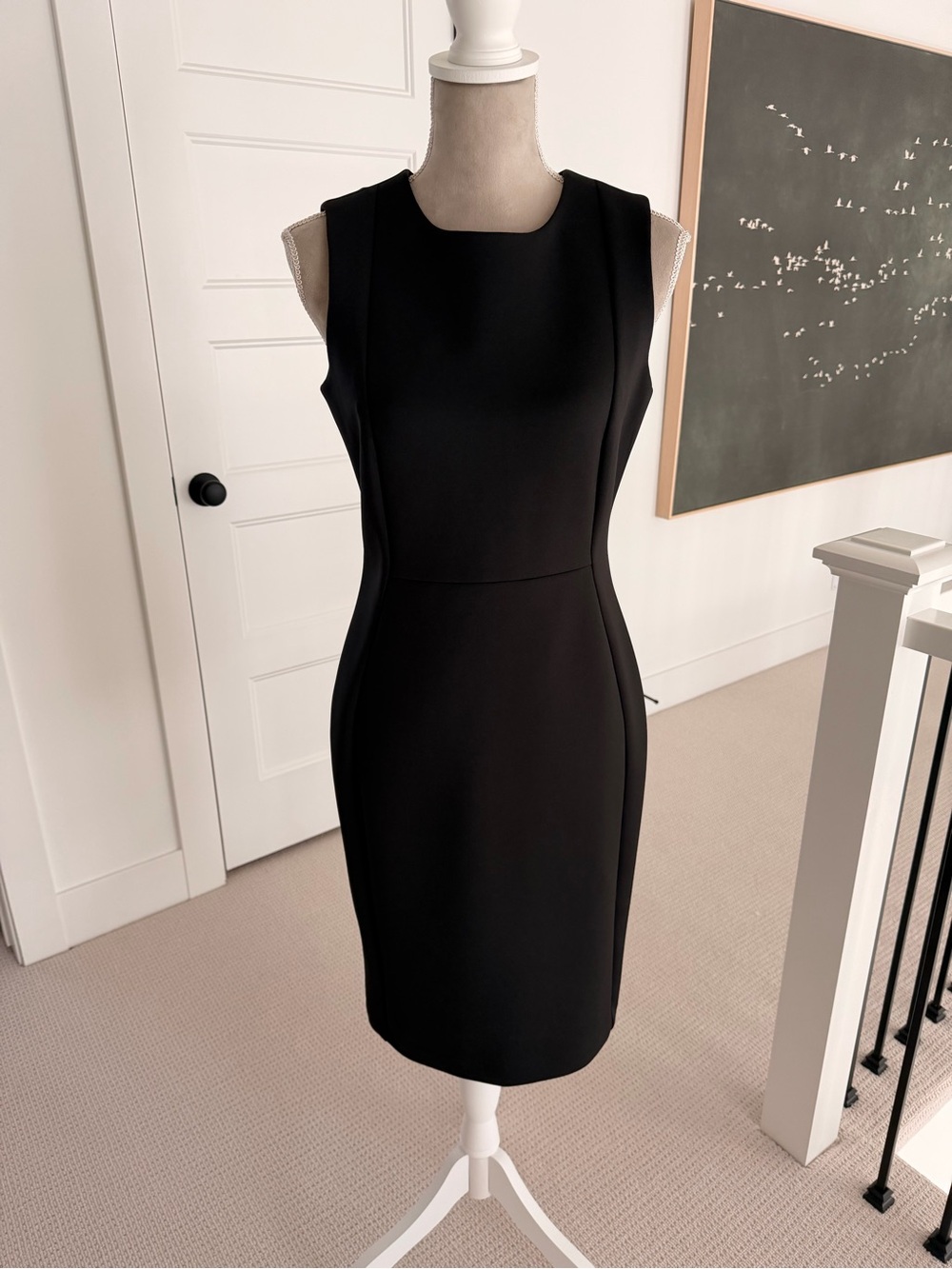 Calvin Klein Black Sleeveless Scuba Midi Dress